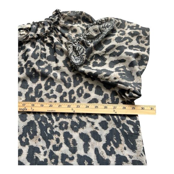 Como Blu Blouse Top Womens 3X Animal Print 3/4 Sleeves Elastic Cuffs Boho Casual - Picture 9 of 12